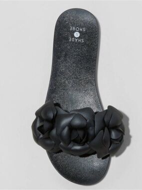Shade & Shore Black Floral Jelly Slide Sandals Women’s Size 8 New